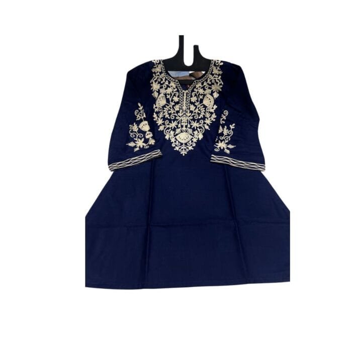 Short length Kurti with Embroidery Work blue