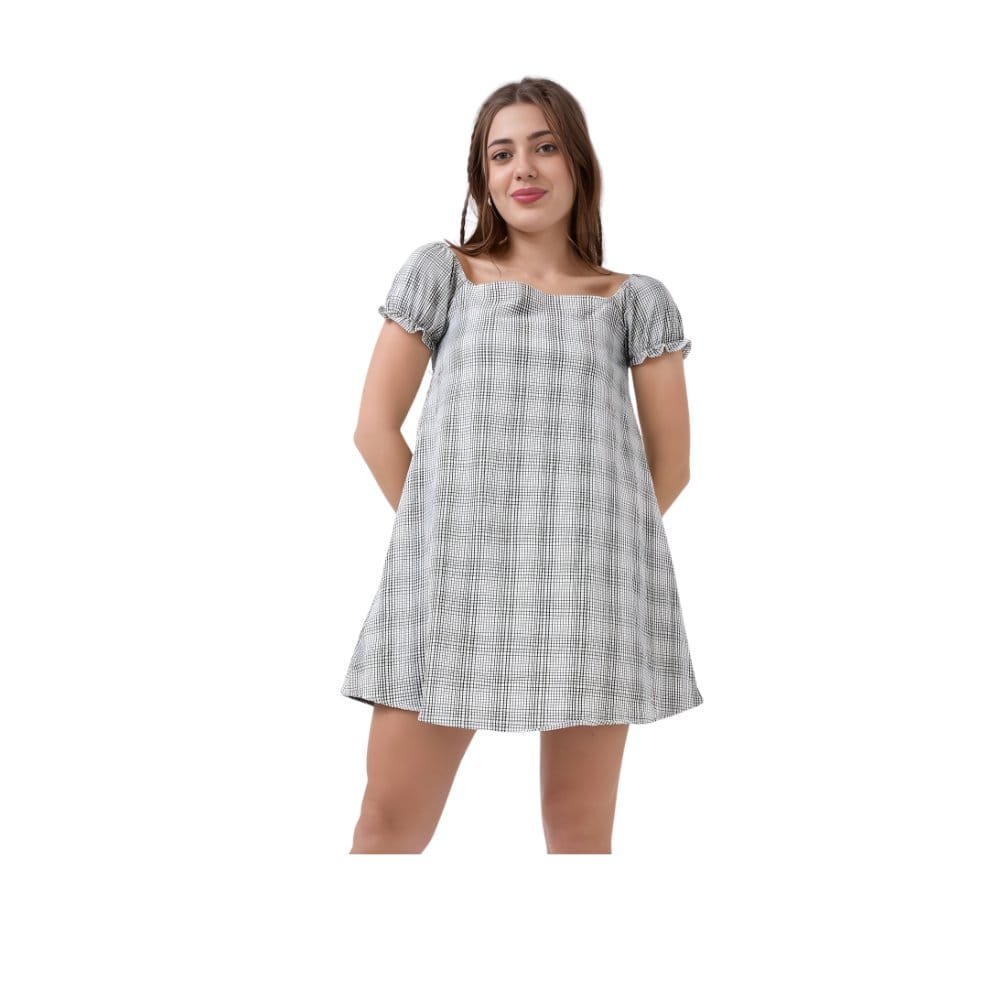 Mars Mini Dress Grey Checkered
