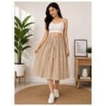 Women's Printed Flared Midi Skirt