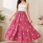 Women's Printed Flared Midi Skirt – Elegant