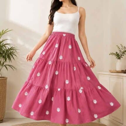 Women's Printed Flared Midi Skirt – Elegant