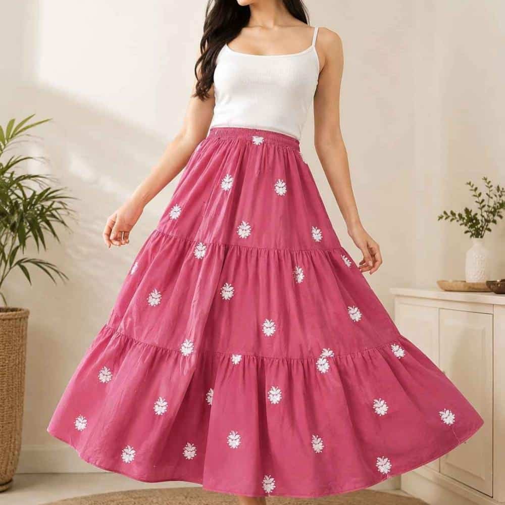 Women's Printed Flared Midi Skirt – Elegant