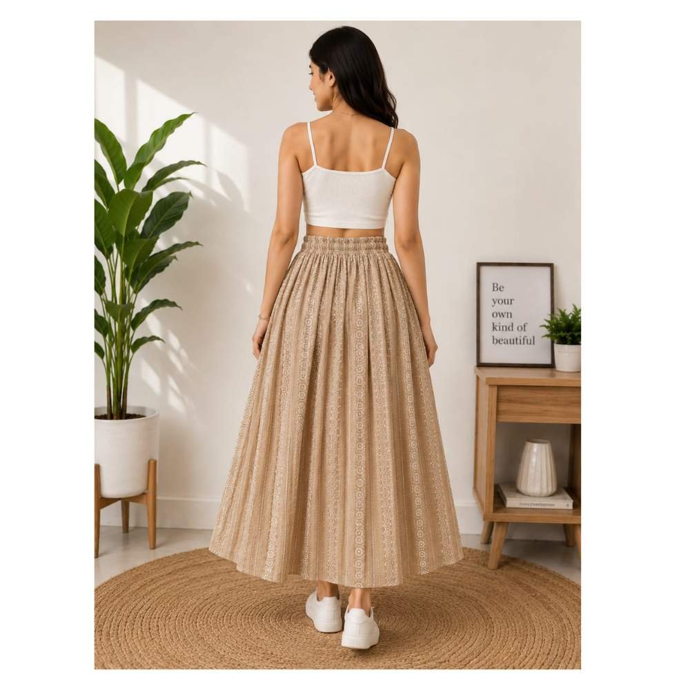 Women's Printed Flared Midi Skirt