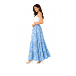 Sky Blue Floral Long Skirt for Women – 40 Inch Maxi Skirt | Mars Fashions
