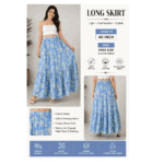 40 Inch Women's Floral Print Long Skirt in Sky Blue | Mars Fashions